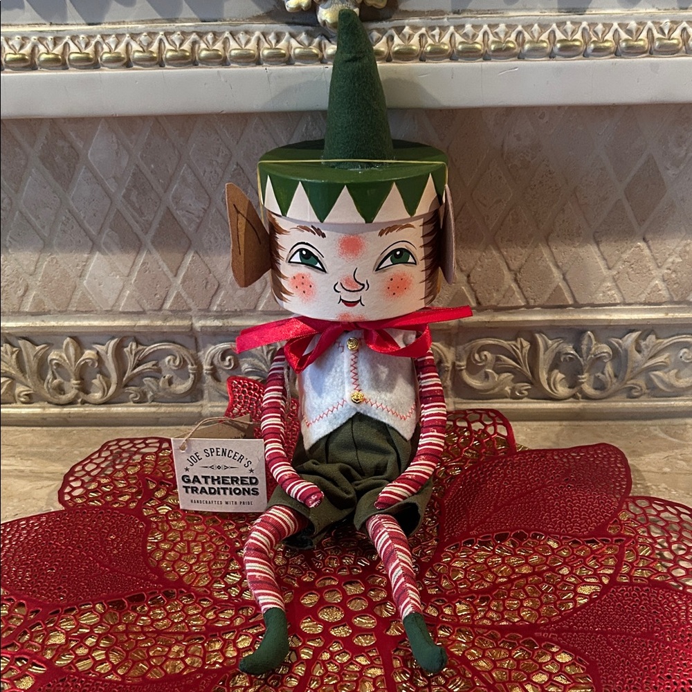 MWT Joe Spencer Gathered Traditions Holiday Hank Box Head Elf Figurine